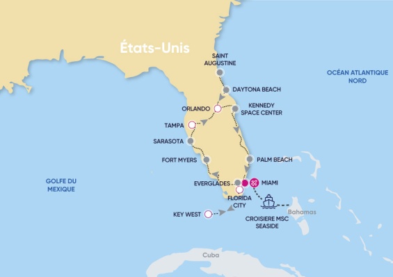 Circuit de la Floride à Key West avec croisière Bahamas - Extension Miami Circuit de la Floride à Key West avec croisière Bahamas - Extension Miami